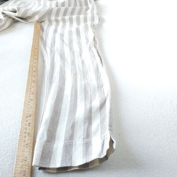 Linen Jumpsuit by Flavia Aranha Wide Stripe Overalls Beige Minimal Neutral Beach - Picture 9 of 12